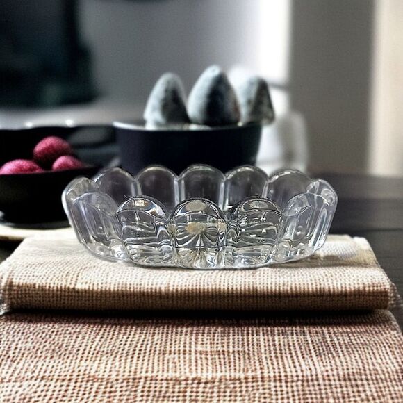 Open Glass Salt Cellar Oval Starburst Antique Clear Oblong Victorian Art Deco. - Picture 15 of 16